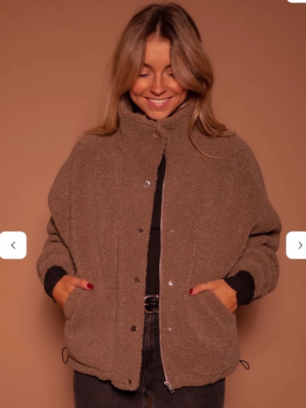 NWOT Easy Clothes Nehuda Coat Faux Sheep Fur Jacket in size M/L